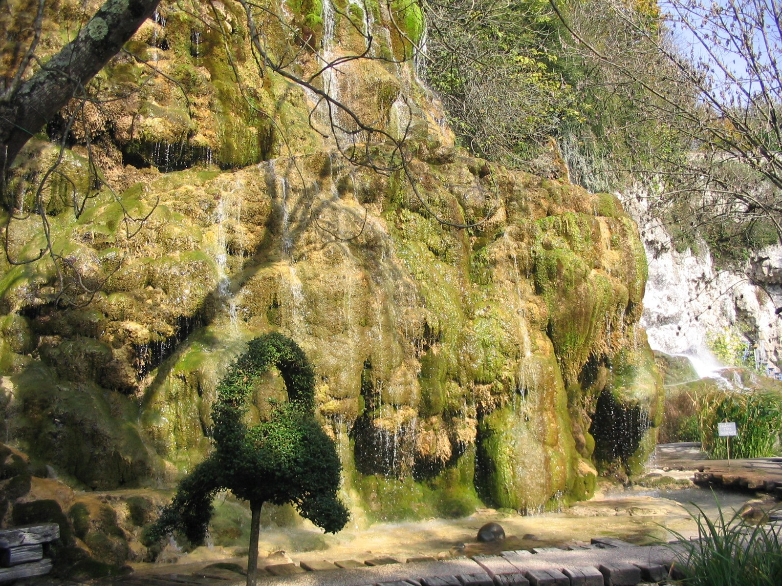 Cascades et tufières - Jardin des Fontaines Pétrifiantes - La Sône