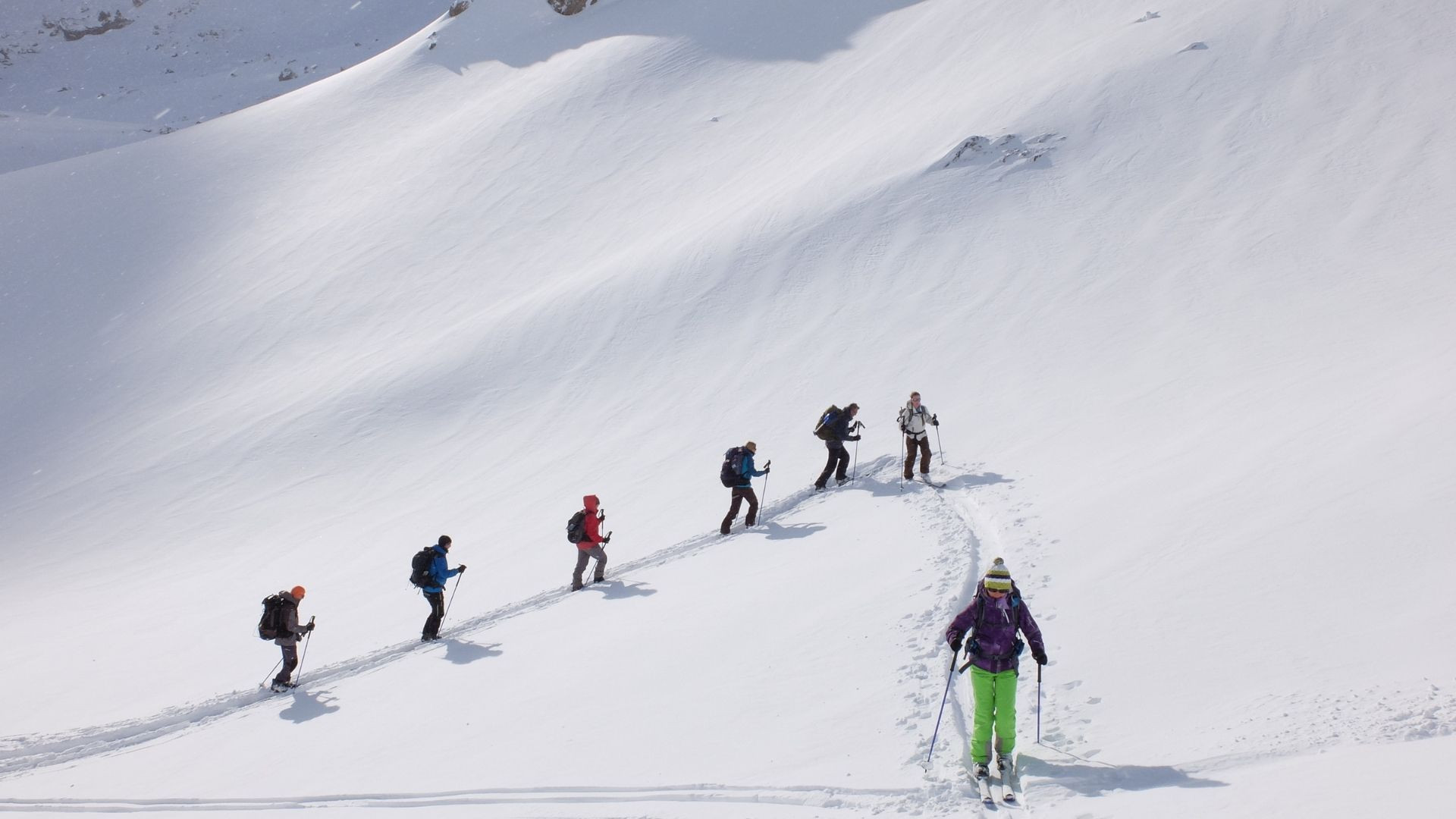 Skieur traversant la forêt enneigée - Haute Clarée - France