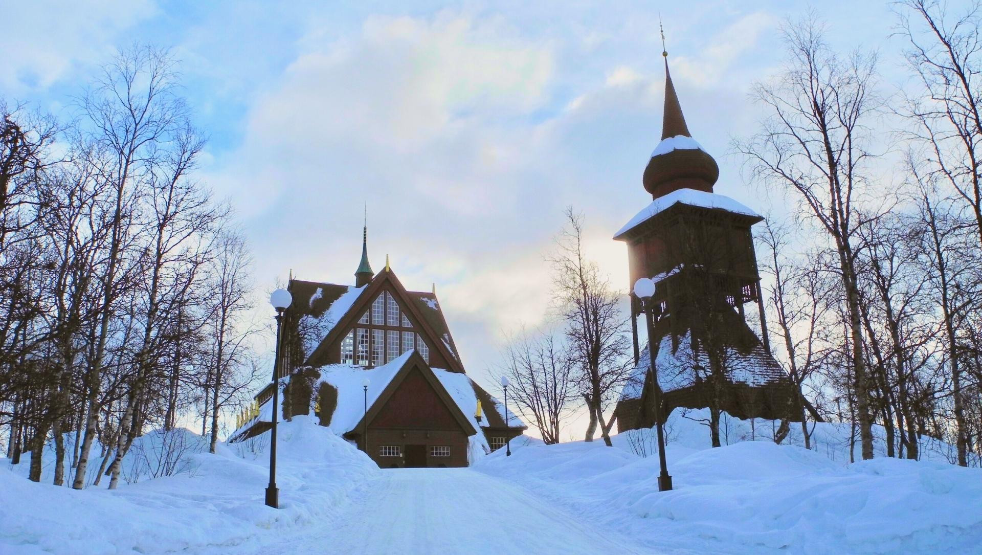 Église en bois traditionnelle - Laponie suédoise - Suède
